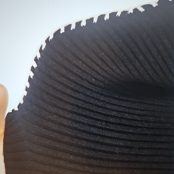 New Halogen Contrast Stitch Chunky Plush Yarn Sweater BLK/White XL - Picture 2 of 14